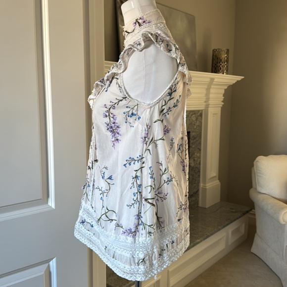 Zimmermann Sleeveless Ruffle and Lace Mockneck Blouse sz 0 - Picture 3 of 11